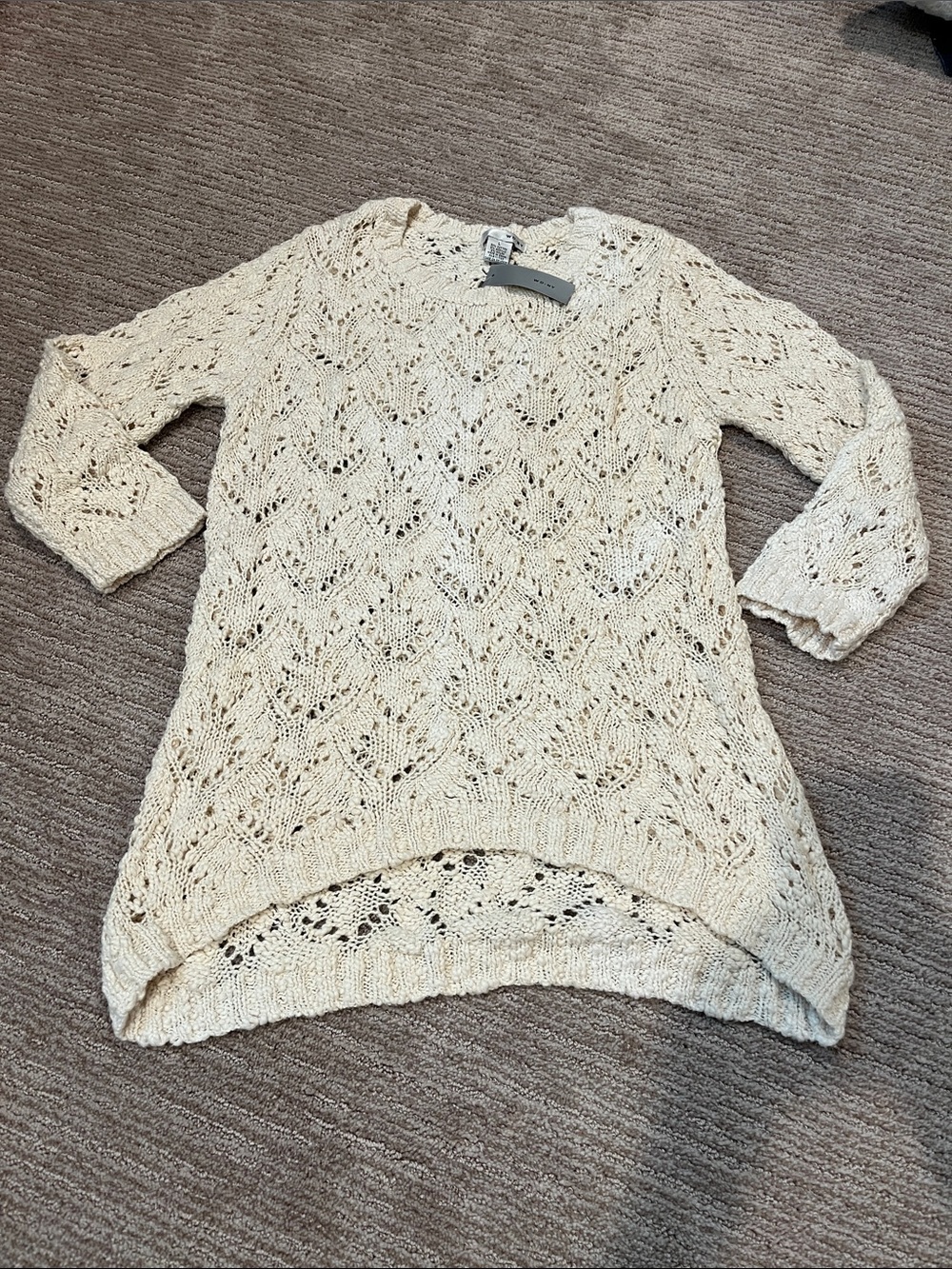 Cream Open-Knit Women’s Pullover Sweater